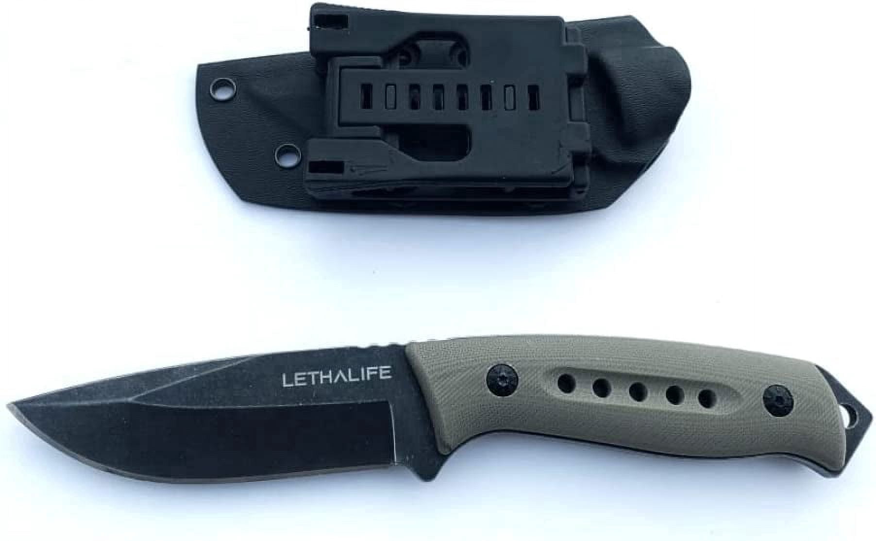 LETHALIFE Tactical Fixed Blade Hunting Knife - Full Tang, Coyote Brown
