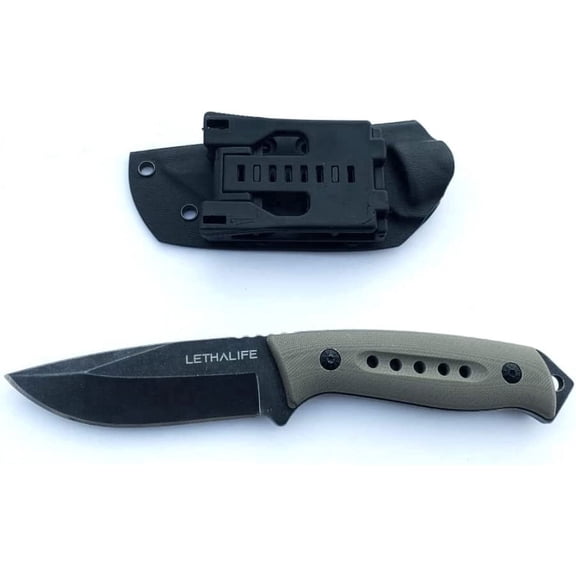 LETHALIFE Tactical Fixed Blade Hunting Knife - Full Tang, Coyote Brown