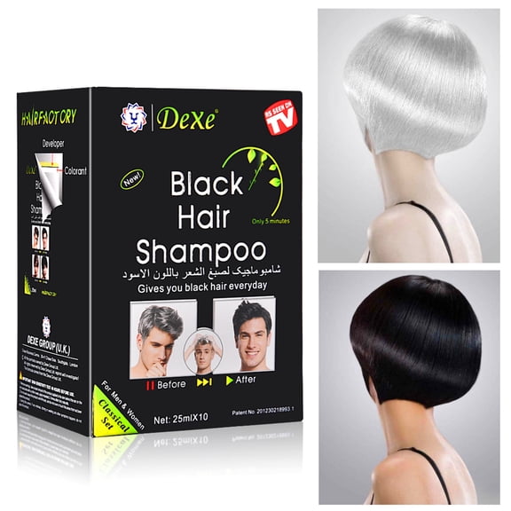 LETIGO 10 Packs Black Hair Color Dye - Black Hair Shampoo for Men Women Hair Color , Simple to Use /Natural Ingredients/25ml