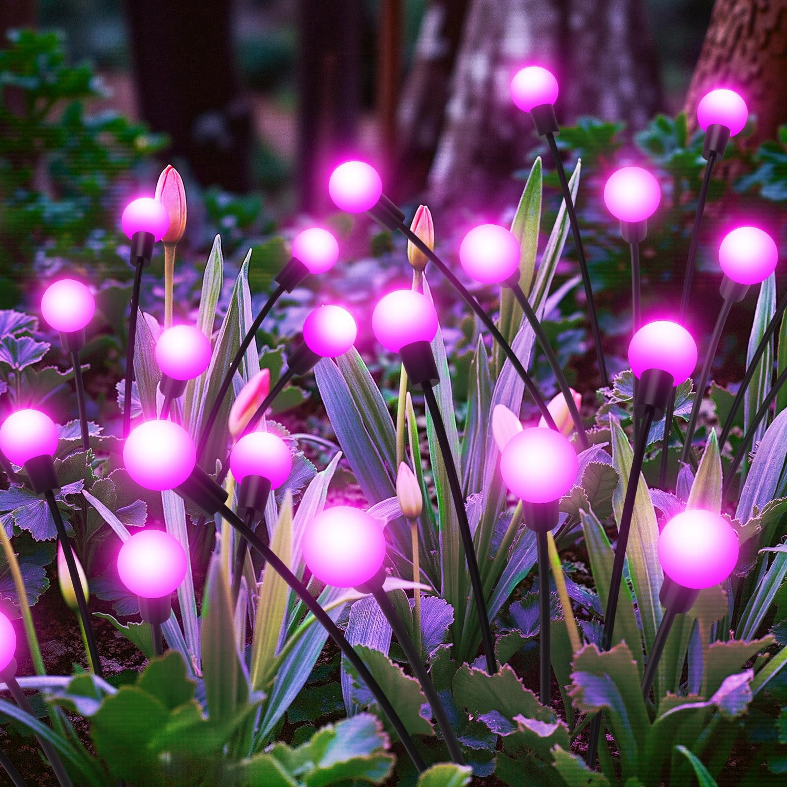 Solar Garden Lights 4 Pack - 32 LED Waterproof Outdoor Lights, Warm White, Two Modes For Path & Patio