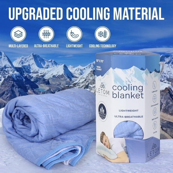 LETOM Premium Comfort Blue Waves Breathable Cooling Blanket, Twin