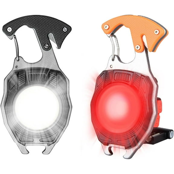 LETOUR 2 Pack Led Keychain Flashlight, 500 Lumens Rechargeable Cob Waterproof Portable Led Work Light, 5 Light Modes, Pocket Light with Battery Display