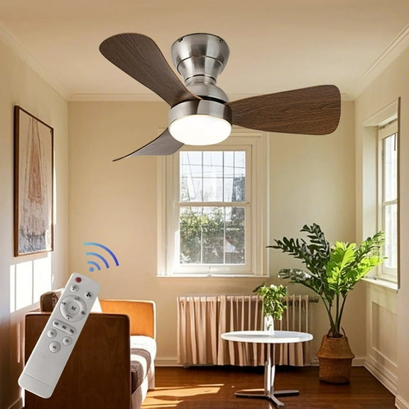 LETOUR 30 Walnut Wood Ceiling Fan 6000 Lumens LED Light with Remote 3 Level Adjustable Color Modes , 6-Speed Fan, Anti-Blue Light 4800Lumen 3500K-6500K Full Spectrum