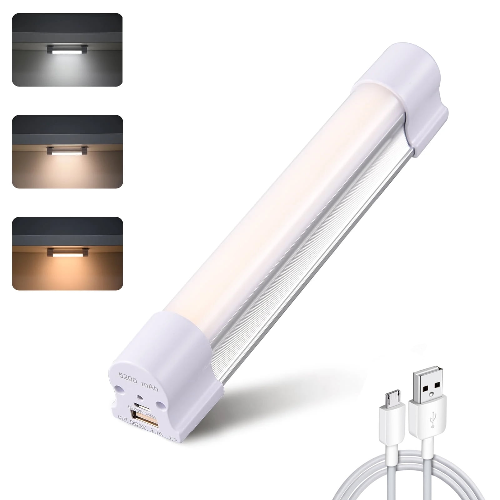 LETOUR Cabinet Light LED Tube Magnetic Light 4000Lumens 5200mAh 3 Colour Stepless Brightness Dimming Camping Lantern USB Rechargeable Portable Lights with 2 Magnets Endurance for 60 Hours