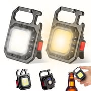 LETOUR Mini Keychain Flashlight 2-Pack 1000 Lumens IPX6 Waterproof, 7 Modes COB USB-C Rechargeable with Magnetic Base for Camping, Hiking, Emergencies