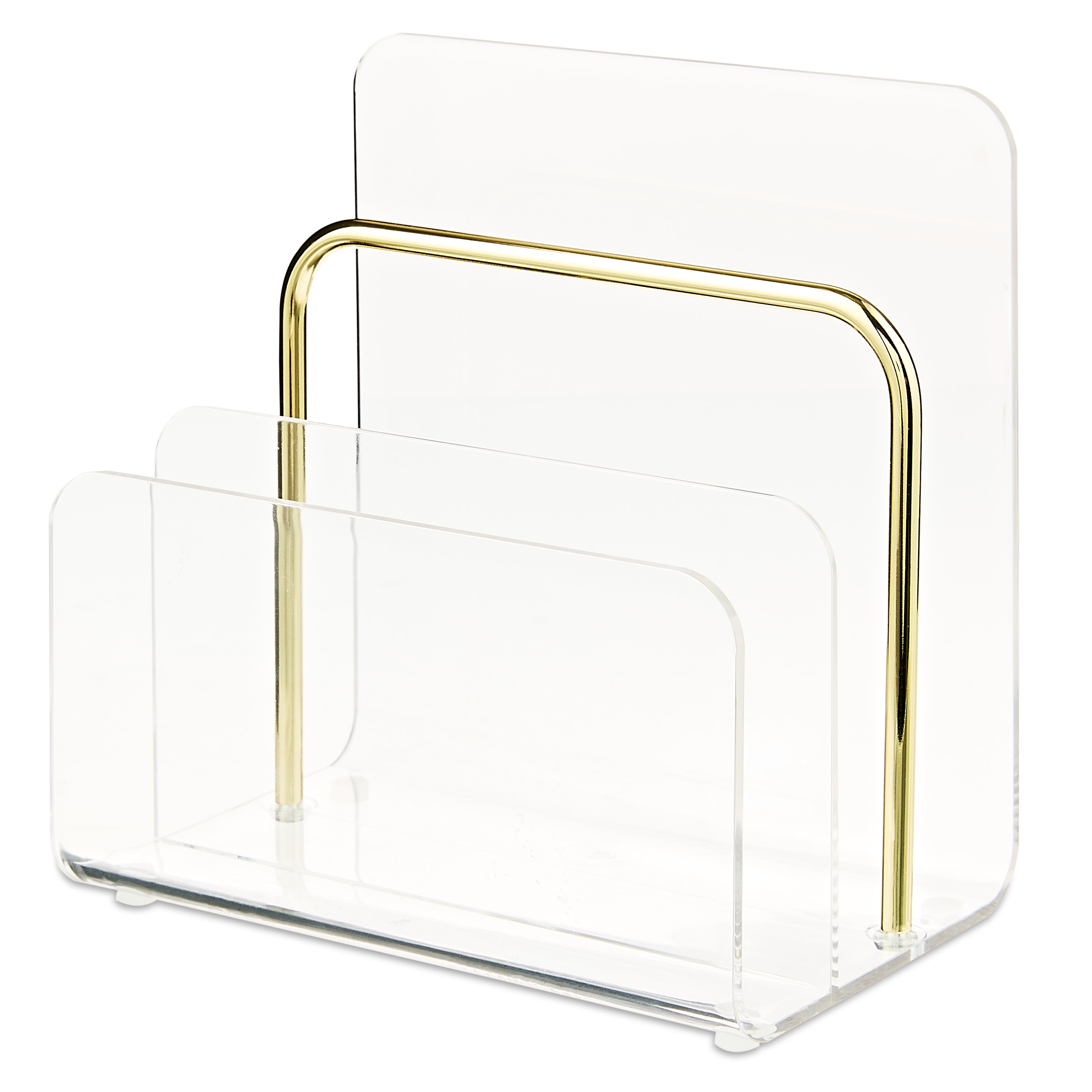 Clear Acrylic and Gold Letter Sorter with Three Compartments