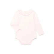 Garanimals Baby Girl Lettuce Edge Bodysuit with Long Sleeves, Sizes 0-24 Months