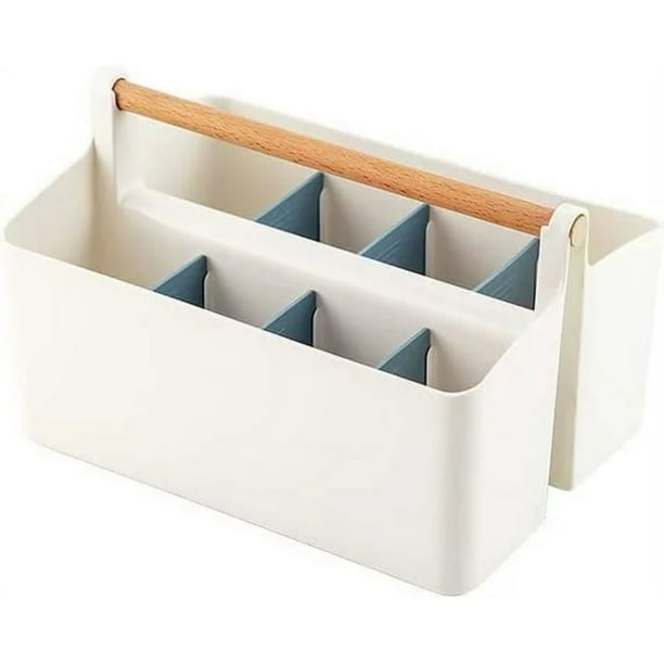 LEUCHTAMOR Large Portable Basket with Handle Plastic Craft Storage Organizer Caddy Tote with Adjustable Divided for Makeup Art Supplies Sewing Colored Pencils Blue Walmart Business Supplies