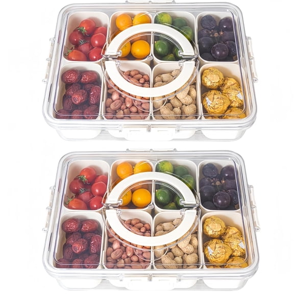 LEUCHTAMOR White Plastic Food Storage Containers with Lid, 2-Count