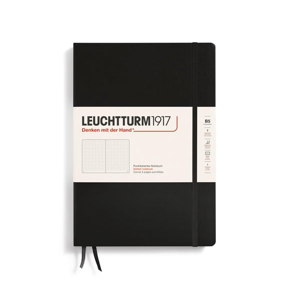 LEUCHTTURM1917 - Notebook Hardcover Composition B5-219 Numbered Pages for Writing and Journaling (Black, Dotted)