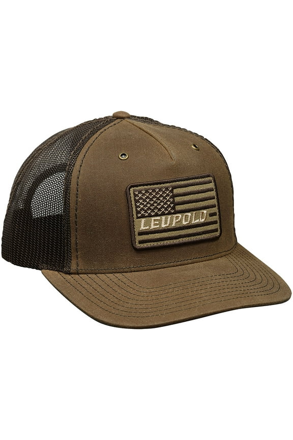 Unisex Flag Waxed Canvas Mid-Profile Snap-Back Trucker Hat, OSFA