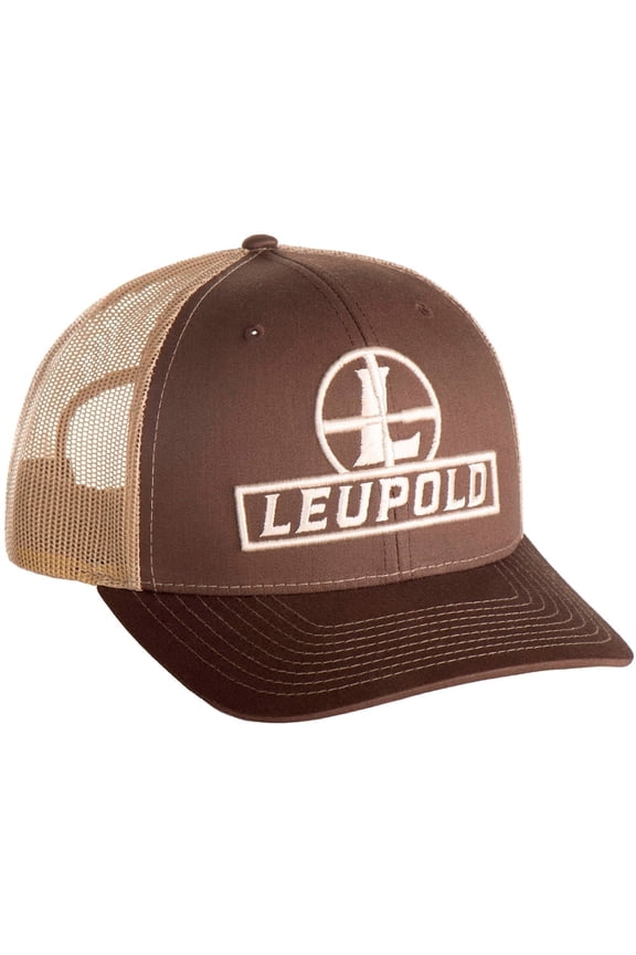 Reticle Trucker Hat, Brown/Khaki, Mid-Profile, Snap-Back, Adjustable, One Size (180424)