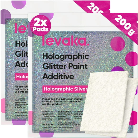 Levaka Holographic Silver Glitter Additive 14.11oz for Interior or Exterior Wall Paint with Buffing Pads