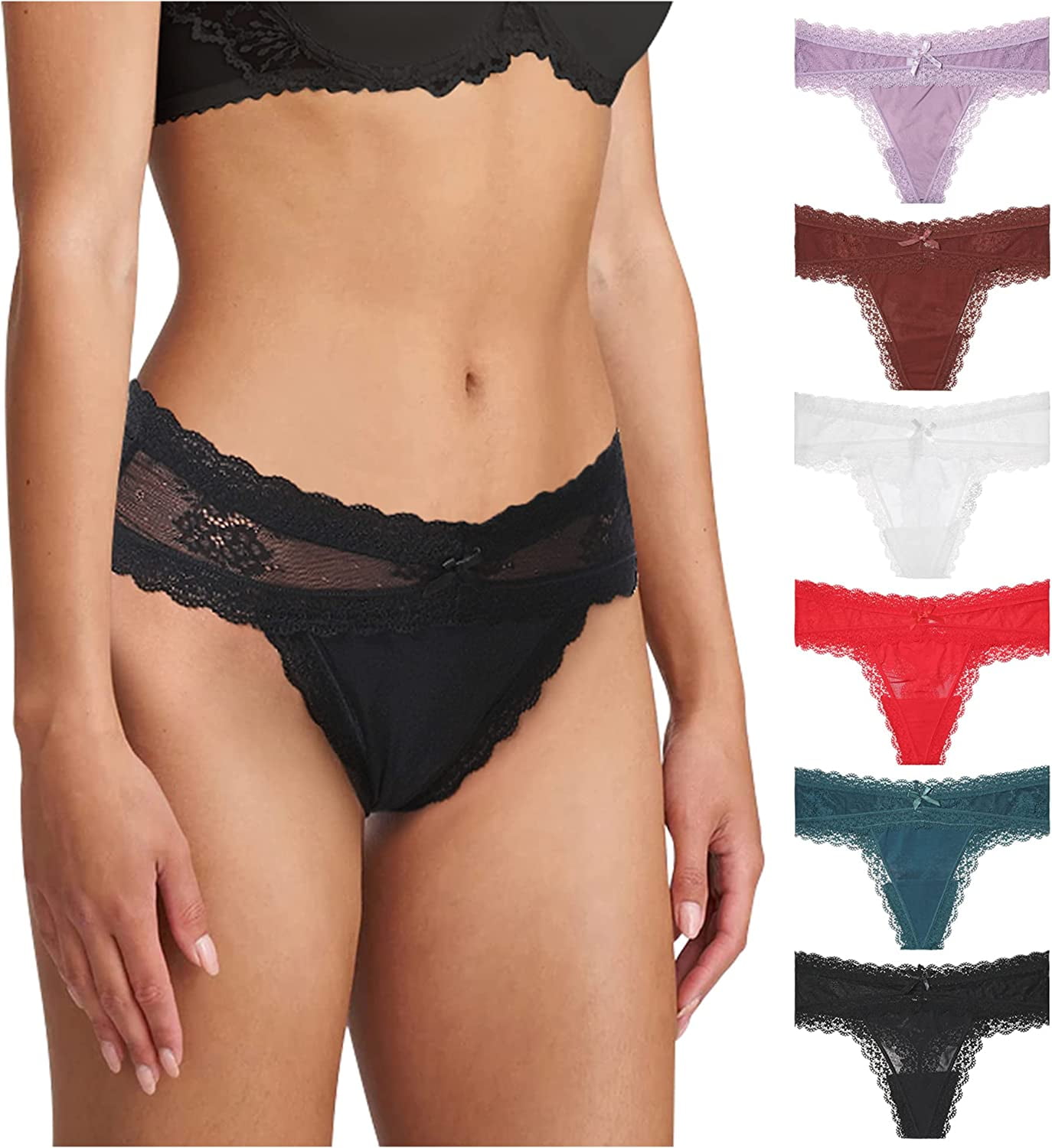 LEVAO Sexy Thongs for Women Lace Underwear Stretch Briefs Seamless