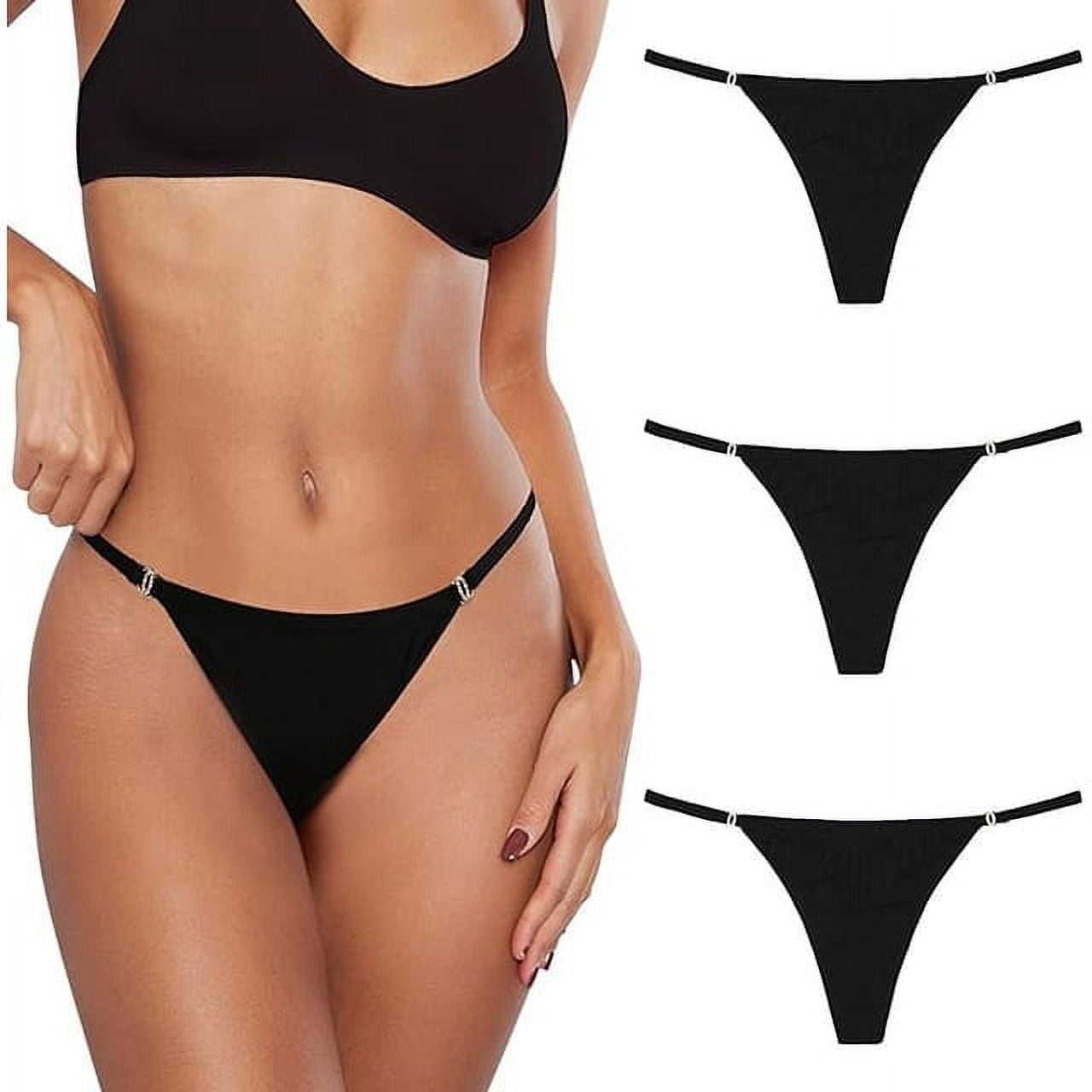 Levao 6 Pack Women's Cotton Underwear Sexy G-String Panties Rhinestone  T-Back Low Rise Invisible Bikini,S : : Clothing, Shoes &  Accessories