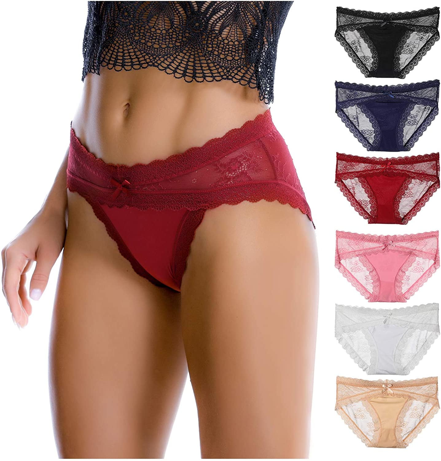 TAIAOJING 6 Pack Women's Underwear Briefs Transparent Seamless