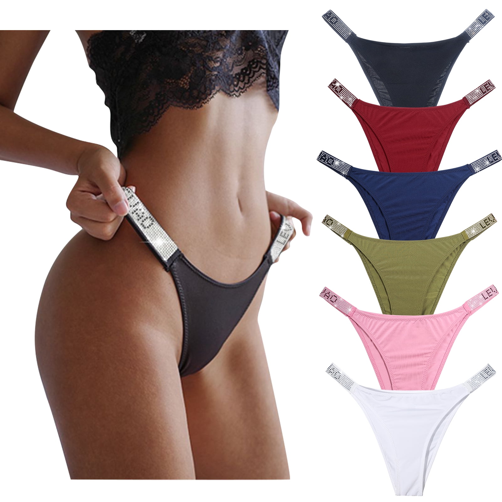 Women Thongs Seamless Bikini Underwear G String Thongs Invisible Underwear Low Rise Bikini 6 Pack S XL Walmart