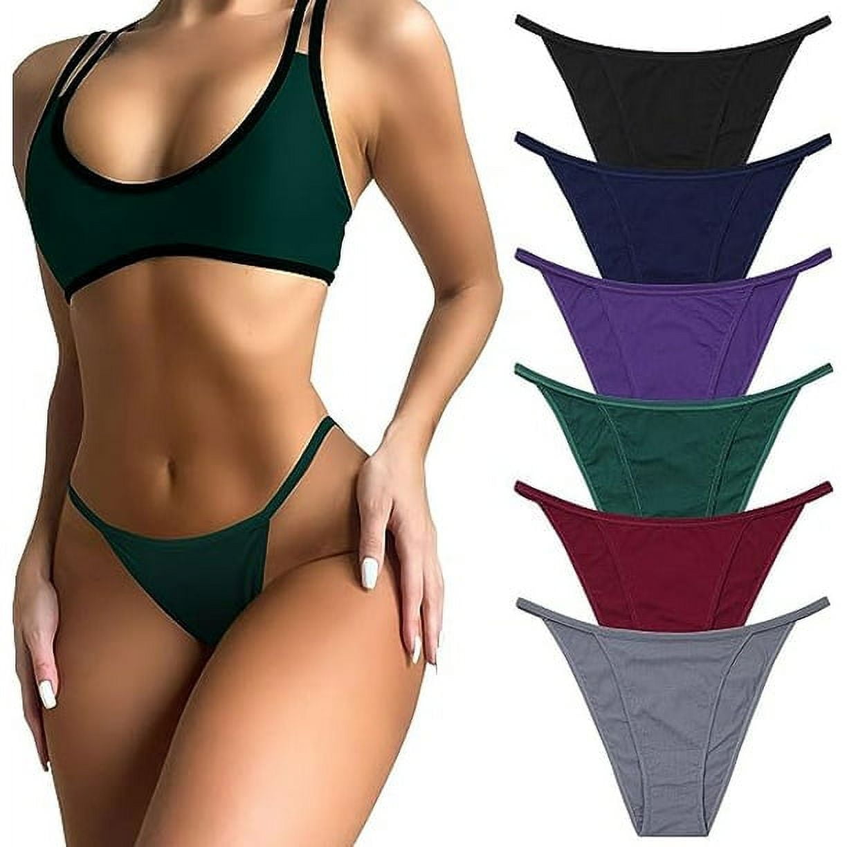 LEVAO Women's Bikini Panties High Cut String Ladies Cheeky Underwear Cotton  Underwear 6 pack S-2XL