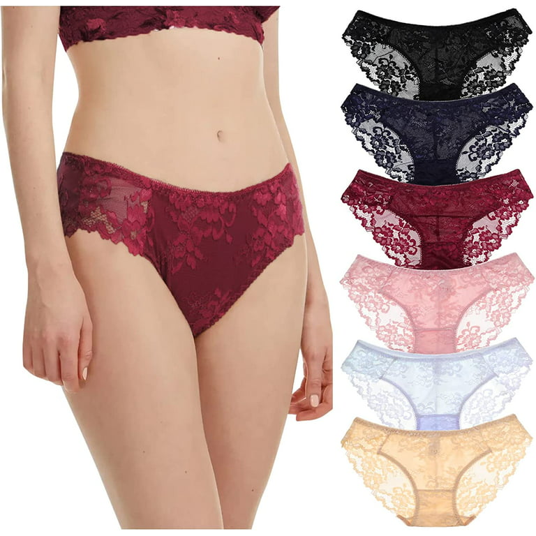 LEVAO Womens Sexy Underwear Flower Lace Cheeky Panties Seamless Lingerie  Bikini 6 Pack S-XL