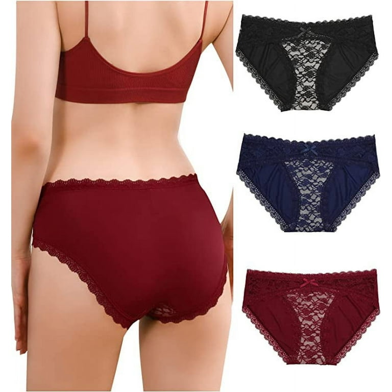 Womens Cotton Thong Underwear Pack - Sexy Lace Breathable Soft