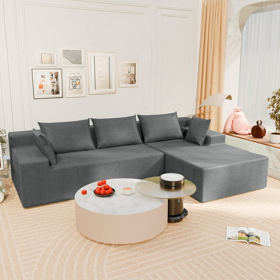 LEVELEVE 106" Cloud Sectional Couch - Deep Seat Modern Modular L-Shape Chaise Sofa, No Assembly Required - Upholstered for Living Room/Bedroom(Light Grey,Right Facing Chaise)