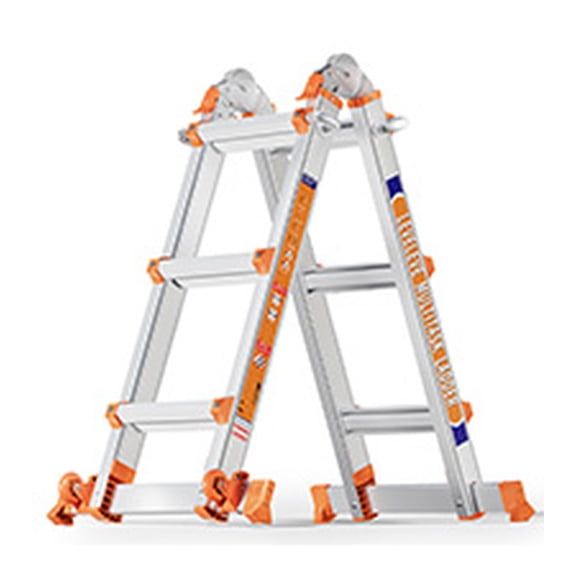 LeveLeve Silver 11' Aluminum, A-Frame Ladder with Stabilizer Bar, Wheels