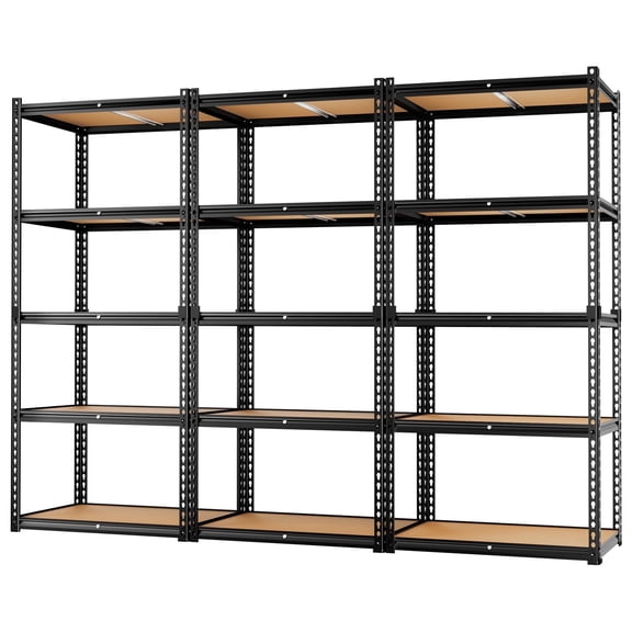 LEVELEVE 5-Tier Heavy Duty Storage Shelf, 2000LBS Load Capacity - Adjustable Metal Utility Rack, 16"D x 35"W x 73"H for Garage, Kitchen, Pantry & More, 3 Pack