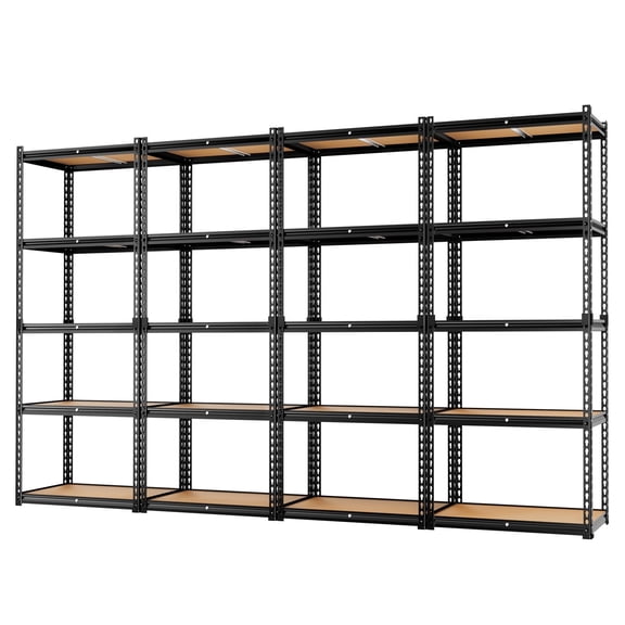 LEVELEVE 5-Tier Heavy Duty Storage Shelf, 2000LBS Load Capacity - Adjustable Metal Utility Rack, 16"D x 35"W x 73"H for Garage, Kitchen, Pantry & More, 4 Pack