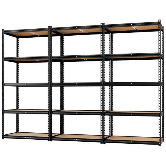 LEVELEVE 5-Tier Heavy Duty Storage Shelf, 2000LBS Load Capacity - Adjustable Metal Utility Rack, 18"D x 48"W x 73"H for Garage, Kitchen, Pantry & More, 3 Pack