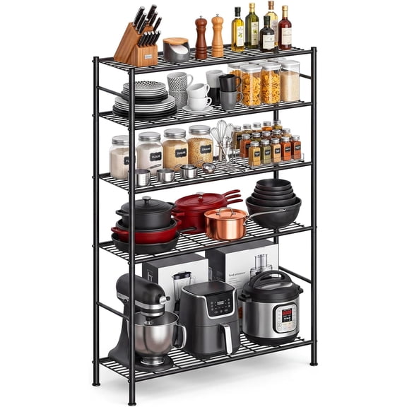LEVELEVE 5-Tier Round Tube Metal Wire Storage Shelving Unit