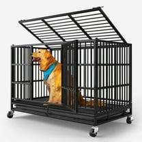 LEVELEVE 54" Heavy-Duty Indestructible Dog Crate – Escape-Proof Cage for Large Dogs with Lockable Wheels, Indoor & Outdoor Furniture-Style Kennel