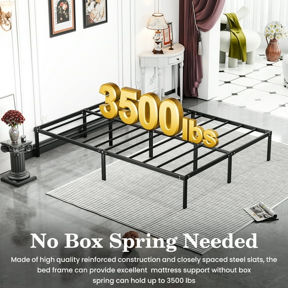 LEVELEVE Premium Queen Size Bed Frame 14 Inch - Reinforced Metal Platform Bed with Strong Load-Bearing, Under Bed Clearance for Storage, No Box Spring Needed, Quick & Easy Setup