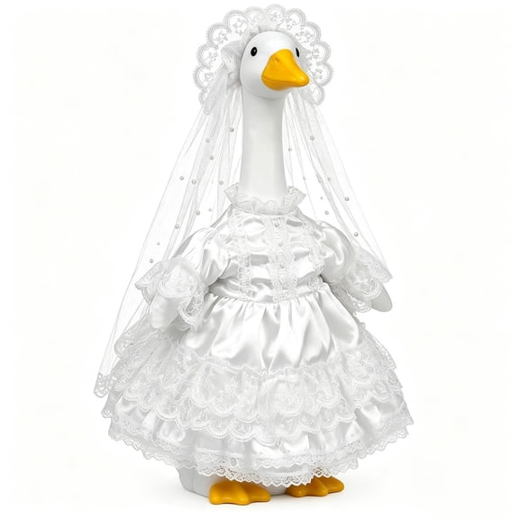 LEVEO Bride Goose Dress, Bride Porch Goose Outfit, for Yard Patio Garden Wedding Decor