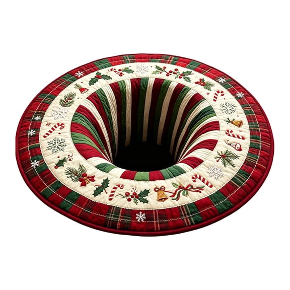 LEVEO Christmas Deep Vortex Illusion Rug, Optical Illusion Round Area Mat, for Indoor Holiday Decor(#E)