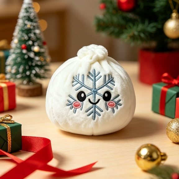 LEVEO Christmas Plush Dumpling Toy, Mini Steamed Bun Stuffed Animal, Soft Squeeze Toy Holiday Stocking Stuffer, 3.15 Inch(#E)