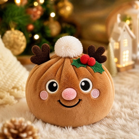 LEVEO Christmas Plush Dumpling Toy, Mini Steamed Bun Stuffed Animal, Soft Squeeze Toy Holiday Stocking Stuffer, 3.15 Inch(#F)