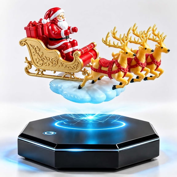 LEVEO Floating Santa Sleigh,Magnetic Levitation Santa's Flying Sleigh Ornament,for Home, Office, Shelf & Holiday Party