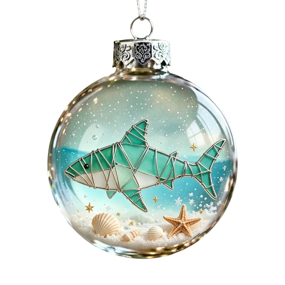 LEVEO Ocean Themed Crystal Ball Ornament,2D Sea Animal Pattern Clear Ball,Christmas Clear Decors Ball,for Animal Lovers,Home Party Centerpiece(#A)