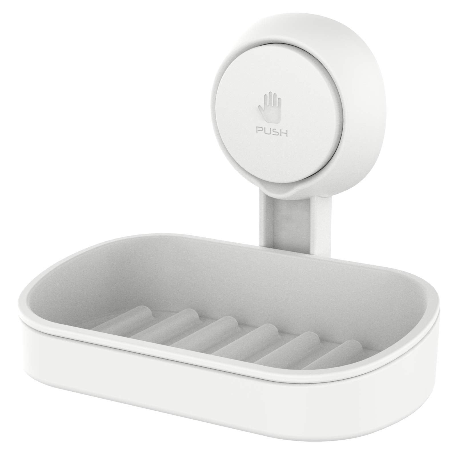 White Plastic Suction Cup Rectangular Soap Dish Holder