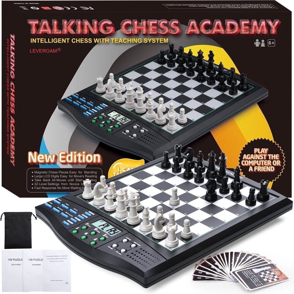 LEVEROAM Talking Electronic Chess Set LC01 Powerful AI Chessboard Game with Magnetic Pieces