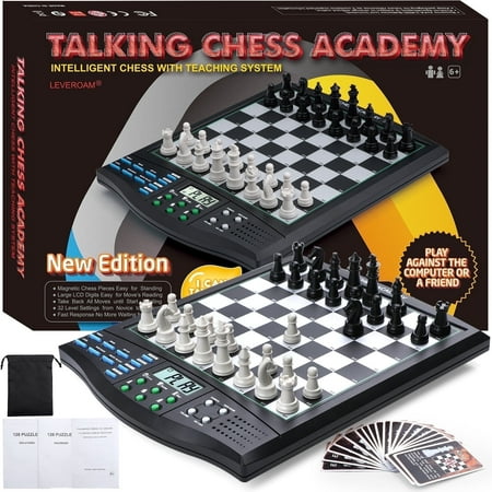 LEVEROAM LC01 Simple Operation Best-in-Class High ELO AI Chess Engine Inside Electronic Chess Set, Computer Chess Game with Strong Magnetic Chess Pieces