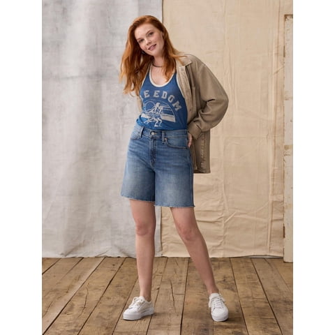 Women's and Women's Plus Vintage Relaxed Mid Thigh Shorts, Sizes 2-18