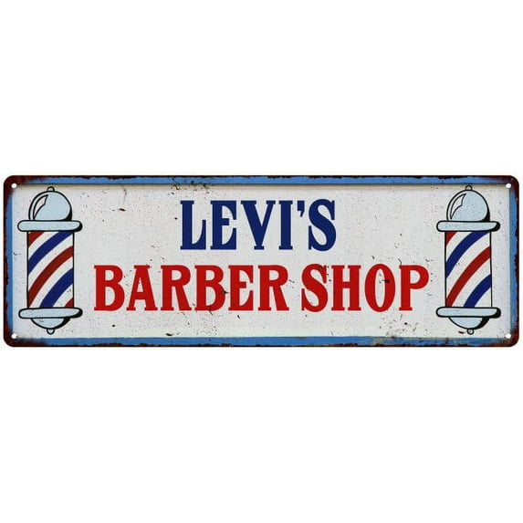 LEVI'S Barber Shop Hair Salon Metal Sign Retro 6x18 106180031306