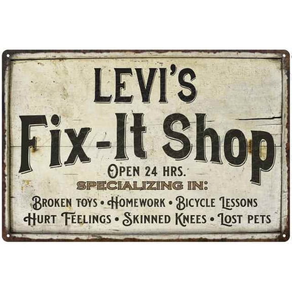 LEVI'S Fix-It Shop Sign Grandpa Dad Wall Decor Gift 8x12 Metal 208120006419