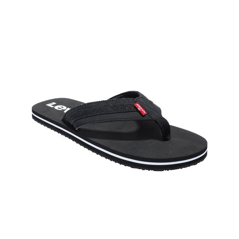 LEVI S Mens Black Mixed Media Padded Wordmark Round Toe Slip On Thong Sandals Shoes 10 Walmart