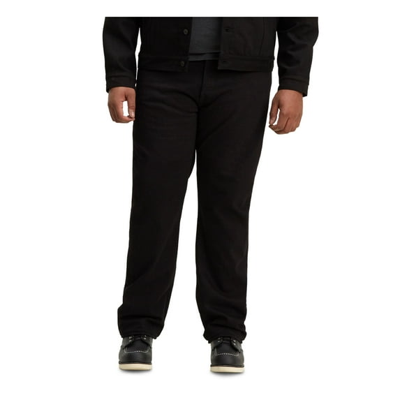 LEVI'S Mens Black Straight Leg, Stretch, Classic Fit Denim Jeans 52W\34L