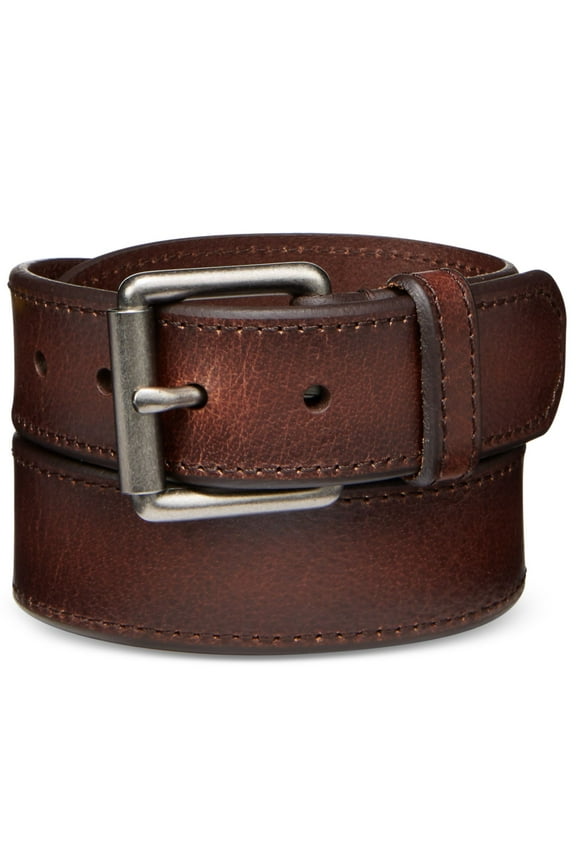 Mens Brown Beveled Edge Leather Casual Belt 42\44