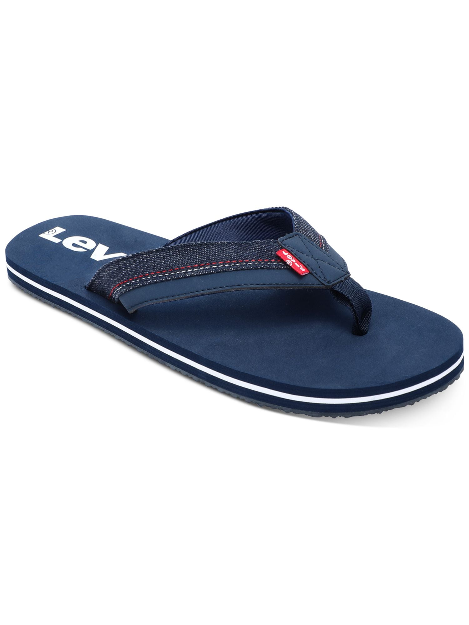 LEVI S Mens Navy Mixed Media Padded Lightweight Wordmark Round Toe Slip On Flip Flop Sandal 10 Walmart