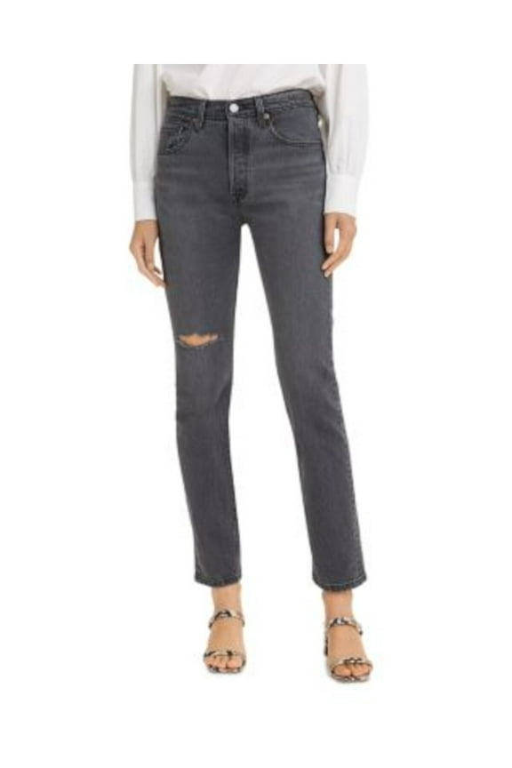 Womens Gray Zippered Pocketed Skinny Jeans Juniors W29/ L28