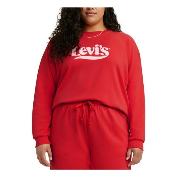 LEVI'S Womens Red Cotton Blend Logo Graphic Sweatshirt Plus 3X